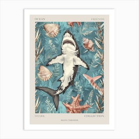 Blue Bigeye Thresher Shark Watercolour Poster Art Print