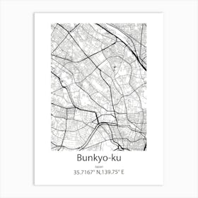 Bunkyo Ku,Japan Minimalist Map Art Print