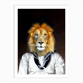 Ryan The Sailor Lion Pet Portraits Art Print