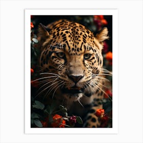 Floral jaguar Art Print