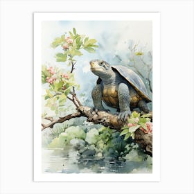 Turtle, Japanese Brush Painting, Ukiyo E, Minimal 2 Art Print