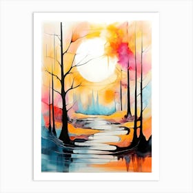 Sunset In The Woods 5 Art Print