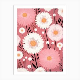 Pink Daisy Pattern Flowers Art Print