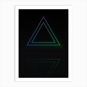 Neon Blue and Green Abstract Geometric Glyph on Black n.0201 Art Print