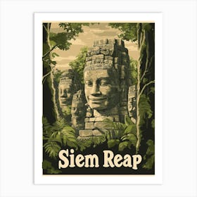 Aihrgdesign A Classic 1960s Travel Poster For Siem Reap Art Print