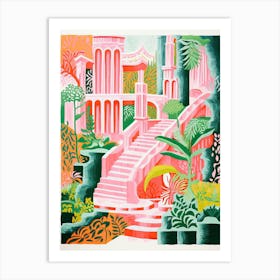 Villa Deste Gardens Abstract Riso Style 4 Art Print