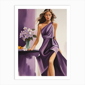 Woman In Purple Dress Art Print