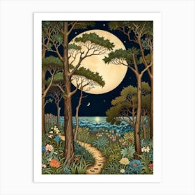 William Morris Full Moon In The Woods Art Print