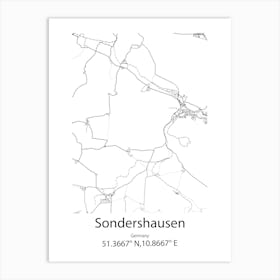 Sondershausen,Germany Minimalist Map Art Print