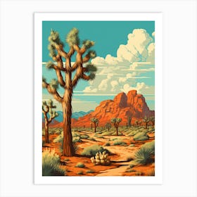  Retro Illustration Of A Joshua Trees In Mountains 2 Art Print