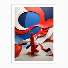 Red, Blue And White Art Print