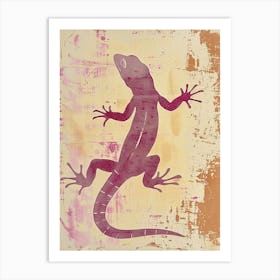 Magenta Golden Gecko Block Print 2 Art Print