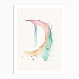 D, Letter, Alphabet Minimalist Watercolour 1 Art Print