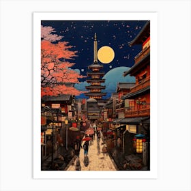 Tokyo In Japan, Ukiyo E Drawing 3 Art Print