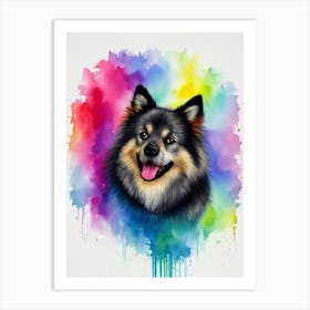 Keeshond Rainbow Oil Painting Dog Art Print