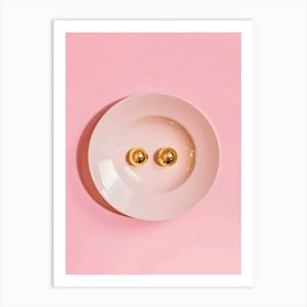 Golden Spoons On A Pink Plate Art Print