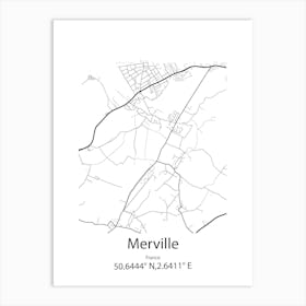 Merville,France Minimalist Map Art Print