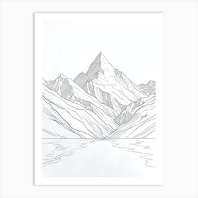 Mount Cook Usa Line Drawing 8 Art Print