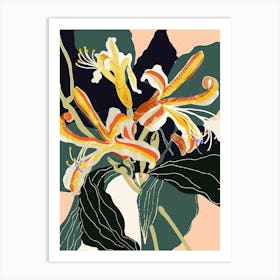 Colourful Flower Illustration Honeysuckle 3 Art Print