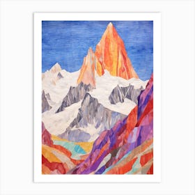 Gasherbrum China 2 Colourful Mountain Illustration Art Print