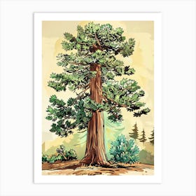 Redwood Tree Storybook Illustration 1 Art Print