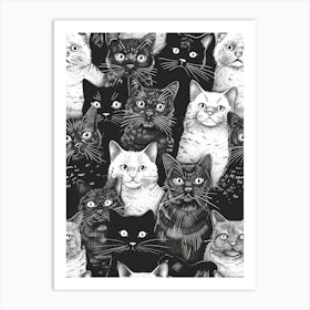 Perfectly Repeatable Artwork With Cute Cat Faces 72 Art Print