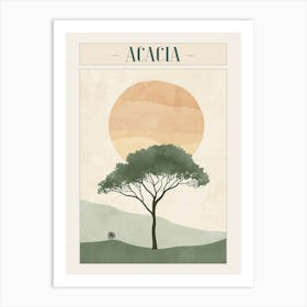 Acacia Tree Minimal Japandi Illustration 3 Poster Art Print