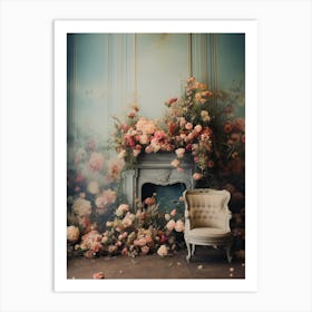 Romantic Room With Flowers Art Print