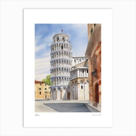 Pisa, Tuscany, Italy 2 Watercolour Travel Poster Art Print
