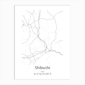 Shibushi,Japan Minimalist Map Art Print