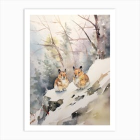 Winter Watercolour Pika 6 Art Print