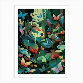 Butterflies in a Forest Montage II Art Print