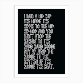 Rappers Delight Black Art Print