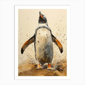 Humboldt Penguin Kangaroo Island Penneshaw Watercolour Painting 2 Art Print