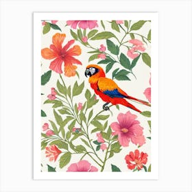 Macaw William Morris Style Bird Art Print