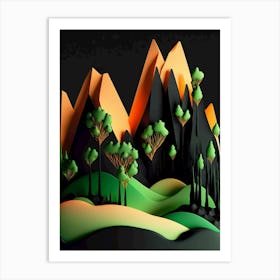 3d Paper Art of forest Art Print