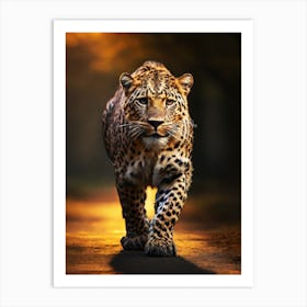 Leopard Walking At Sunset Art Print