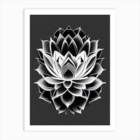 Lotus Flower Pattern Black And White Geometric 1 Art Print