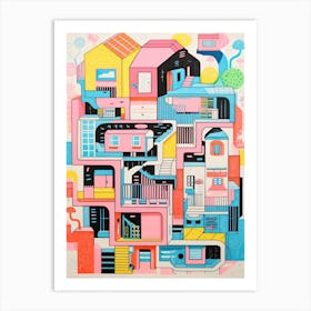 A House In Seoul, Abstract Risograph Style 4 Art Print