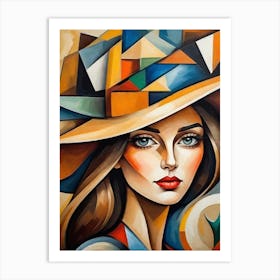 Woman In A Hat - Cubism 5 Art Print