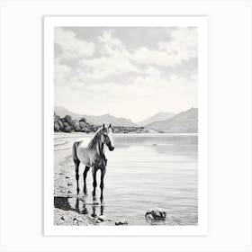 A Horse Oil Painting In Zlatni Rat, Croatia, Portrait 4 Art Print