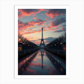 Eiffel Tower At Sunset Art Print