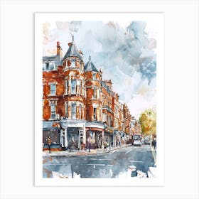 Ealing London Borough   Street Watercolour 2 Art Print
