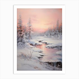 Dreamy Winter Painting Lapland Finland 5 Art Print