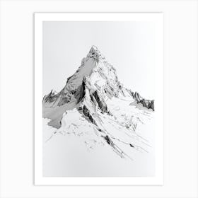 Aconcagua Argentina Line Drawing 1 Art Print