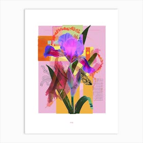 Iris 3 Neon Flower Collage Poster Art Print