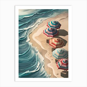 Umbrellas On The Beach Art Print