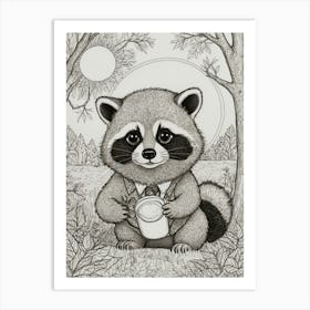 Raccoon In The Woods 3 Art Print