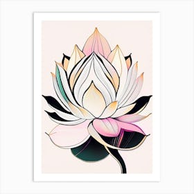 Lotus Flower Pattern Abstract Line Drawing 2 Art Print