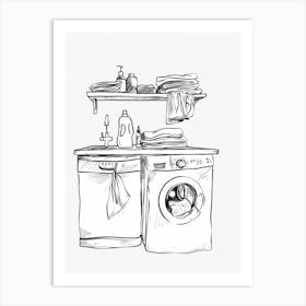 Washer and Dryer Duo line drawing Art Print